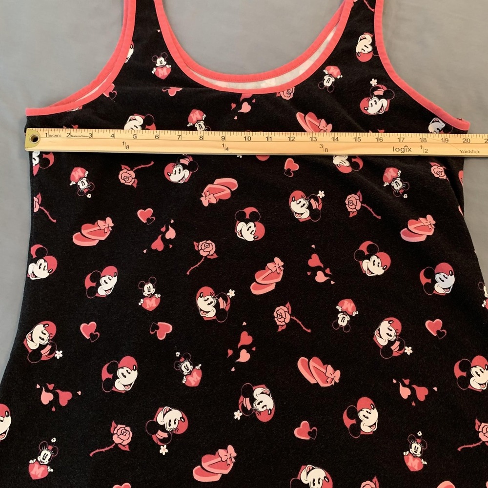 Disney Minnie Mouse Pajama Set Womens 2 Black Pink Tank Top Shorts Sleepwear - Picture 7 of 10